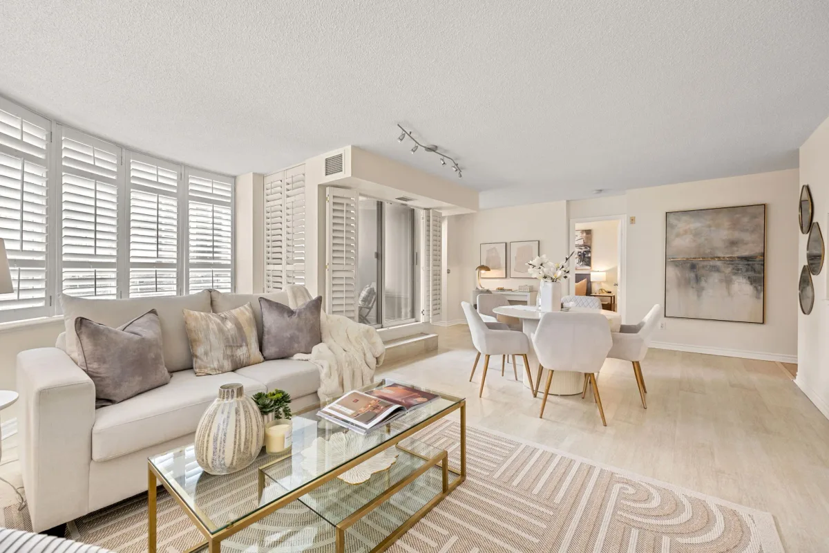 Condo staging, living room, Summerhill Toronto