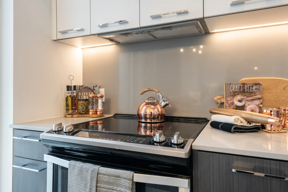 Kitchen, Leslieville condo staged by Kelly Allan Design