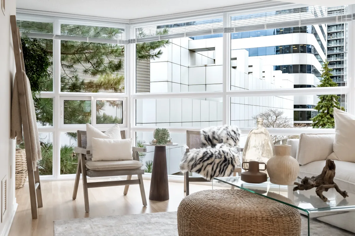 Living room, North York condo staged by Kelly Allan Design