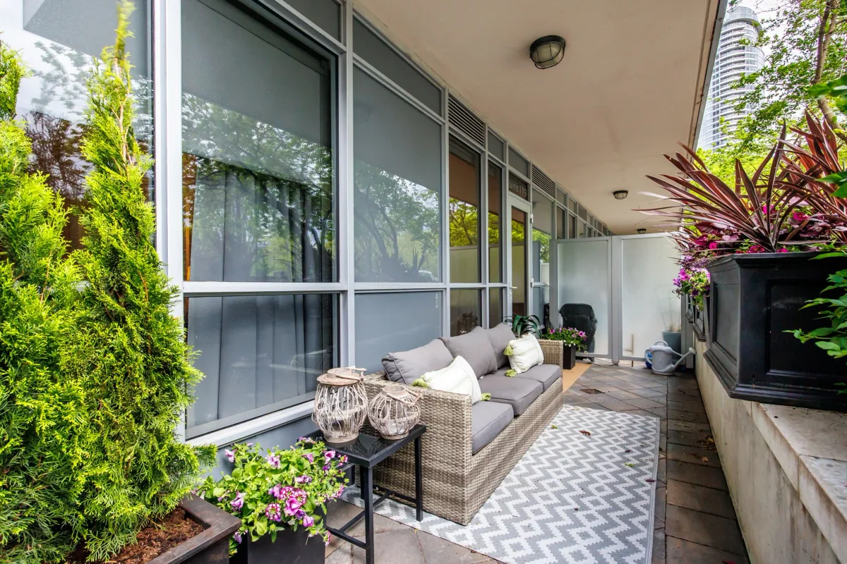 Balcony, Scarborough condo staged by Kelly Allan Design