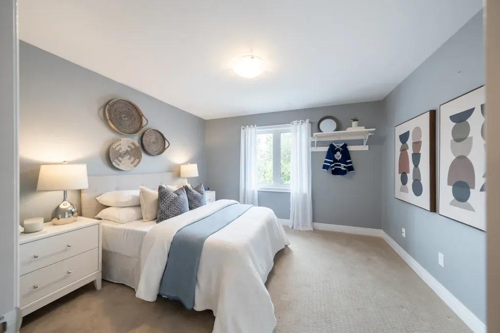 Bedroom, Pickering vacant home staged by Kelly Allan Design